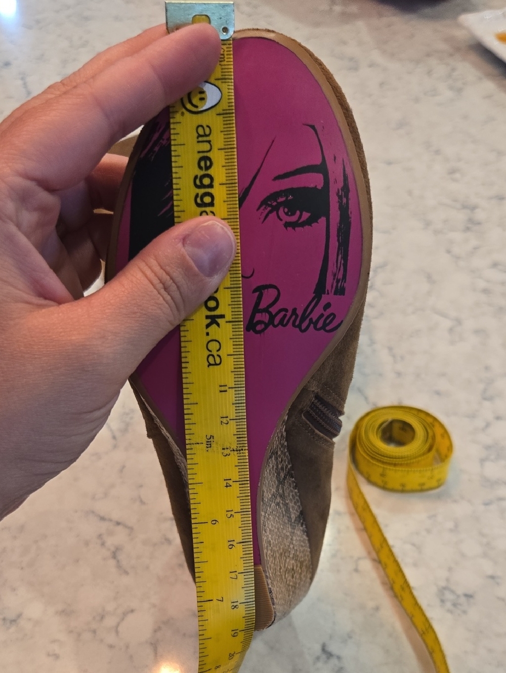 RARE Y2K Barbie x Town Shoes 50th Anniversary Suede Snakeskin Wedge Boots 6.5 - Picture 10 of 11